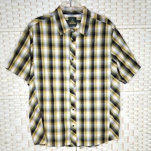 Prana 100% Organic Cotton Men's Snap Front Short Sleeve Shirt Large